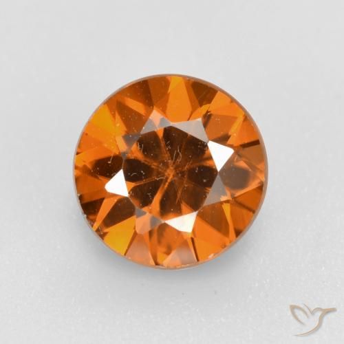 1.62ct طبيعي برتقالى داكن-متوسط زركون, دائري, VVS-VS