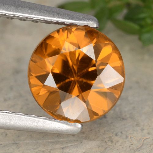 1.54ct طبيعي بنى برتقالى زركون, دائري, VVS-VS