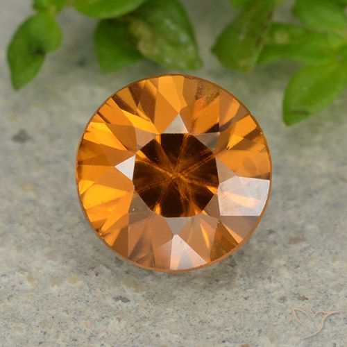 1.13ct طبيعي برتقالى مشمشى زركون, دائري, VVS-VS