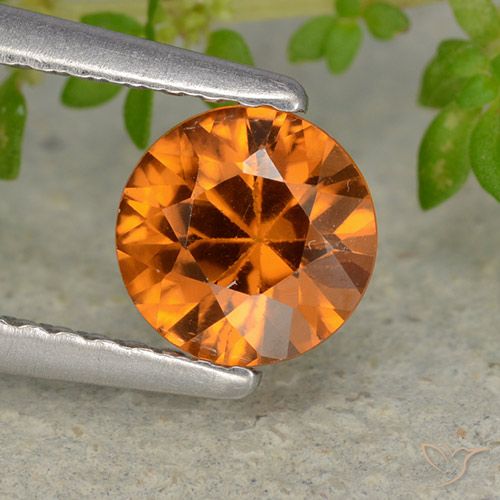 1.13ct طبيعي برتقالى داكن-متوسط زركون, دائري, VVS-VS