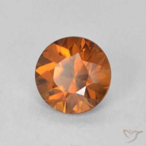 زركون Medium Dark-Orange طبيعي، دائري، 1.21 قيراط، VVS-VS