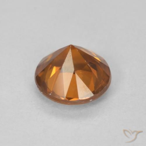 زركون Medium Dark-Orange طبيعي، دائري، 1.21 قيراط، VVS-VS