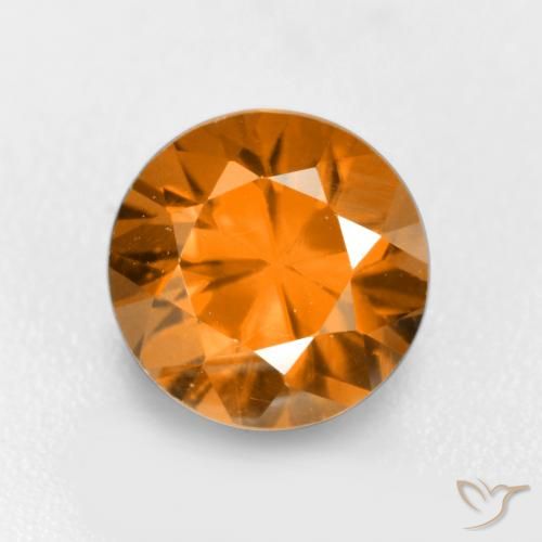 1.25ct طبيعي برتقالى غامق زركون, دائري, VVS-VS
