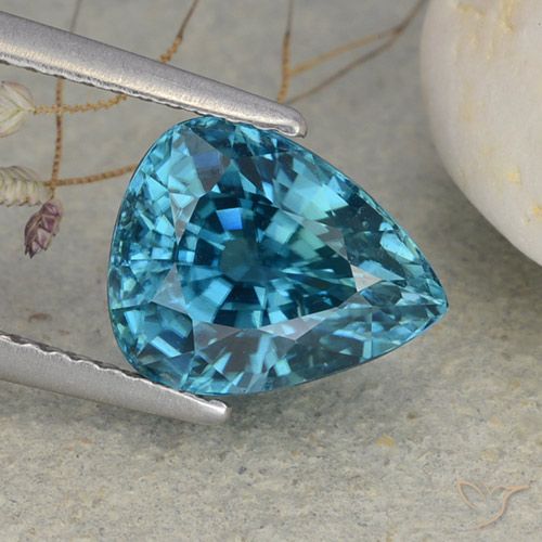 4.54ct طبيعي أزرق بروسى فاتح زركون, شكل الكمثرى, VVS