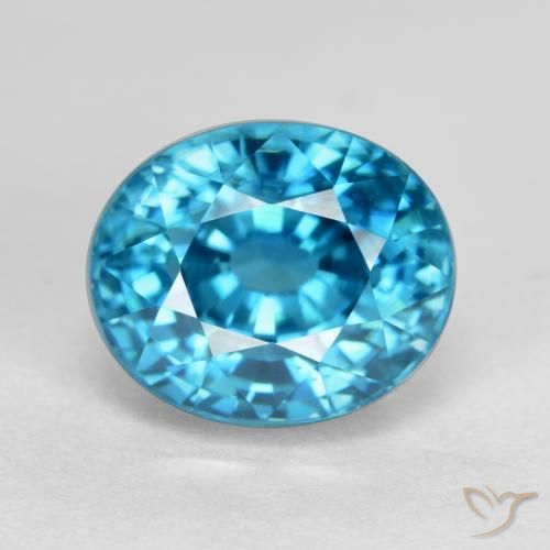 5.74ct طبيعي أزرق كهربائى زركون, بيضوي, VVS