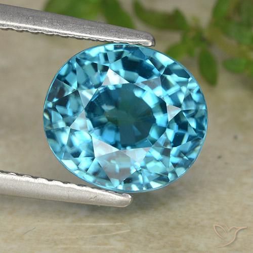 5.36ct طبيعي أزرق متوسط زركون, بيضوي, VVS