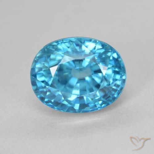 5.24ct طبيعي أزرق سماوى كهربائى زركون, بيضوي, VVS