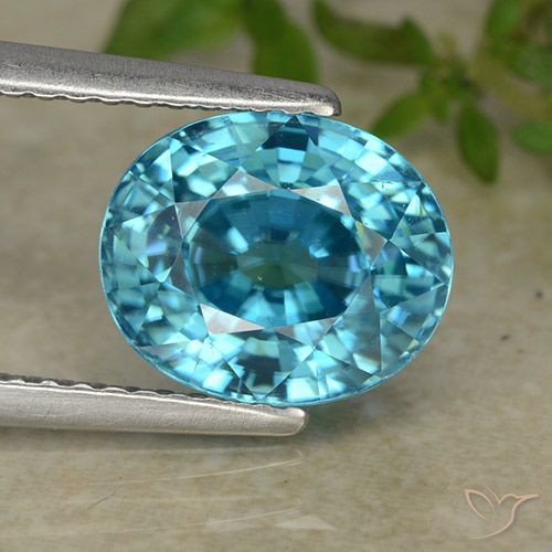4.76ct طبيعي أزرق كهربائى زركون, بيضوي, VVS
