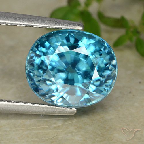 5.86ct طبيعي أزرق سماوى كهربائى زركون, بيضوي, VVS