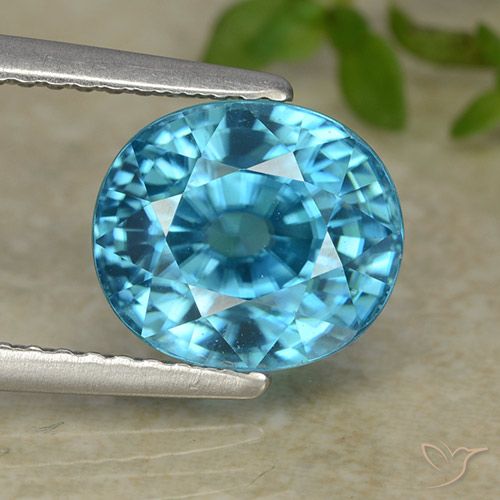 5.47ct طبيعي أزرق زركون, بيضوي, VVS