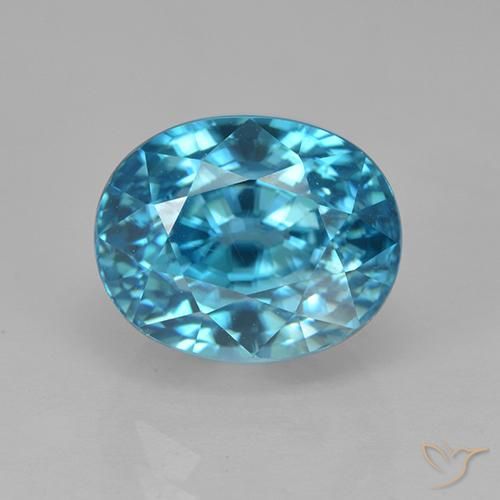 5.86ct طبيعي أزرق سماوى كهربائى زركون, بيضوي, VVS