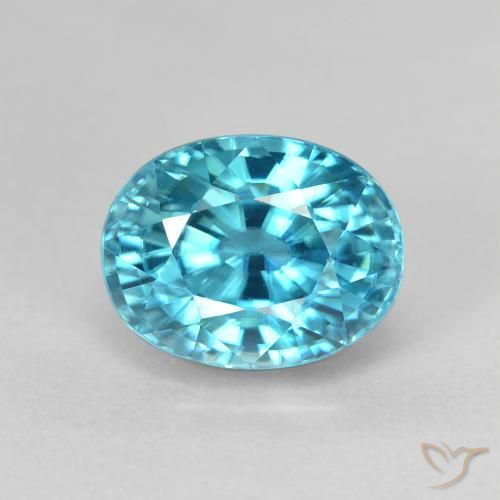 4.98ct طبيعي ازرق مخضر زركون, بيضوي, VVS