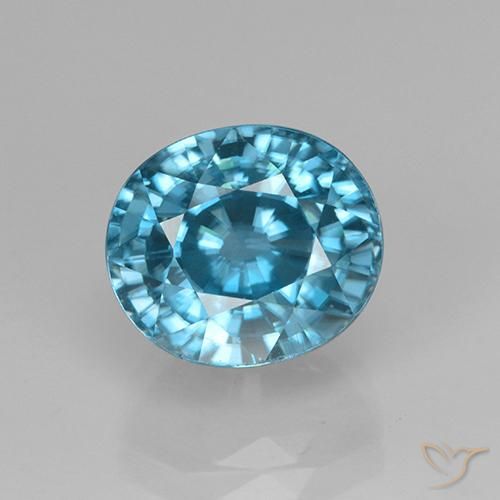 5.07ct طبيعي أزرق-مائى فضى كثيف زركون, بيضوي, VVS