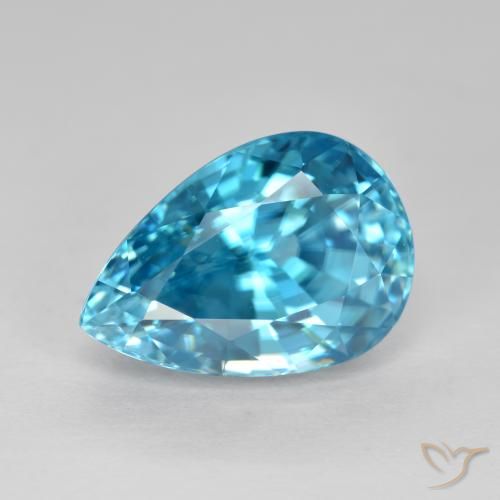 6.80ct طبيعي أزرق مائى زركون, شكل الكمثرى, VVS