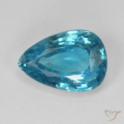 8.06ct طبيعي أزرق متوسط زركون, شكل الكمثرى, VVS
