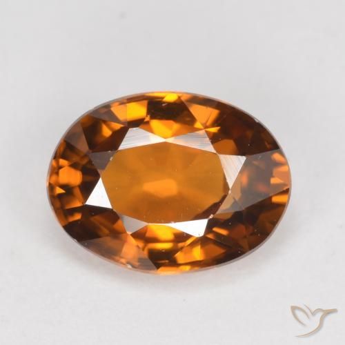 1.62ct طبيعي برتقالى بنى غامق زركون, بيضوي, VVS