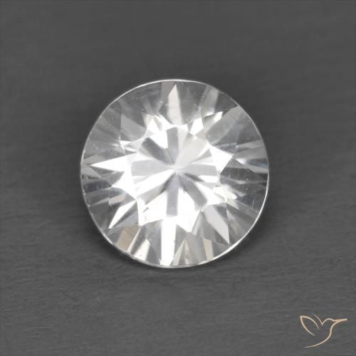 1.24ct طبيعي أبيض زركون, دائري, قليلا جدا