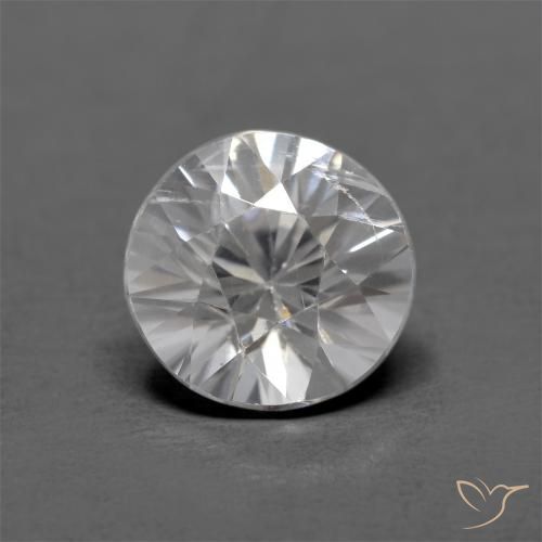 1.26ct طبيعي أبيض زركون, دائري, قليلا جدا