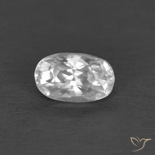0.50ct طبيعي أبيض زركون, بيضوي, VVS-VS