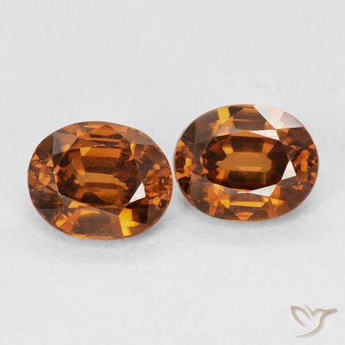 أحجار زركون Medium Dark-Orange طبيعية، بيضوي، VVS، وزنها 2.14 قيراط