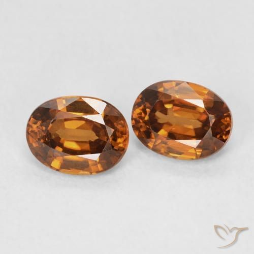أحجار زركون Medium Dark-Orange طبيعية، بيضوي، VVS-VS، وزنها 1.19 قيراط