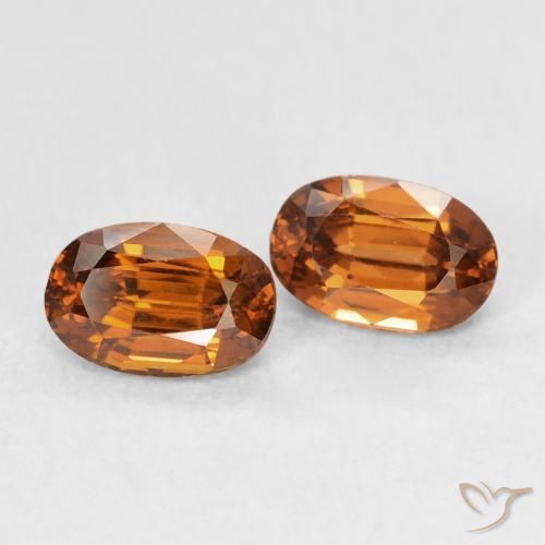 أحجار زركون Medium Dark-Orange طبيعية، بيضوي، VVS-VS، وزنها 1.64 قيراط
