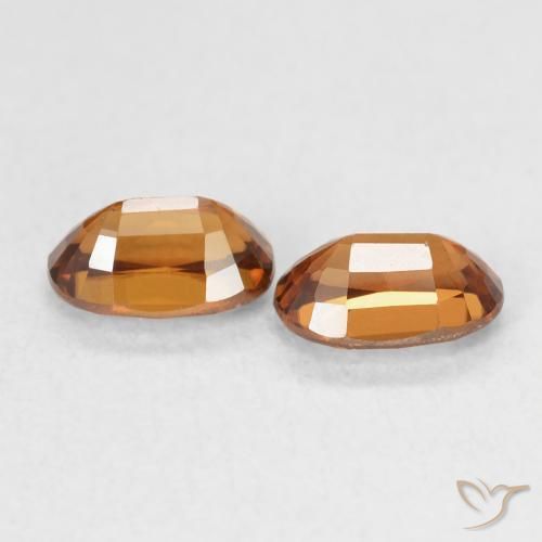 أحجار زركون Medium Dark-Orange طبيعية، بيضوي، VVS-VS، وزنها 1.64 قيراط