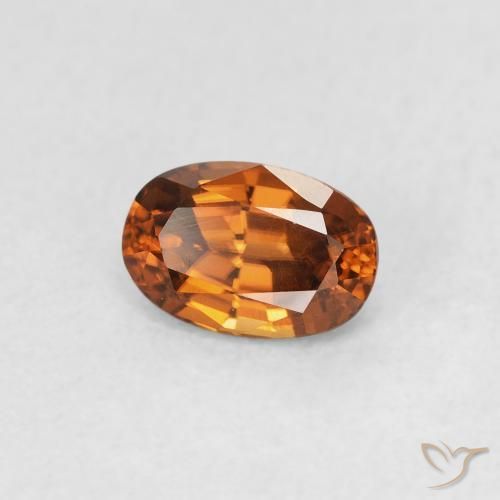 زركون Medium Dark-Orange طبيعي، بيضوي، 0.82 قيراط، VVS