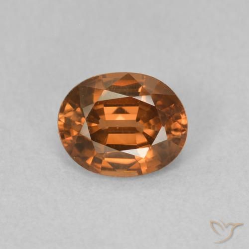 0.87ct طبيعي Medium Dark-Orange زركون, بيضوي, VVS-VS