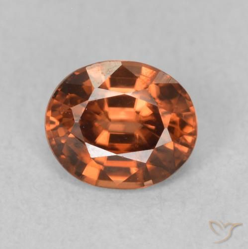 0.92ct طبيعي Medium Dark-Orange زركون, بيضوي, VVS-VS