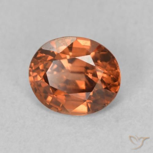 زركون Medium Dark-Orange طبيعي، بيضوي، 0.92 قيراط، VVS-VS