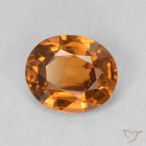 زركون Medium Dark-Orange طبيعي، بيضوي، 0.84 قيراط، VVS-VS