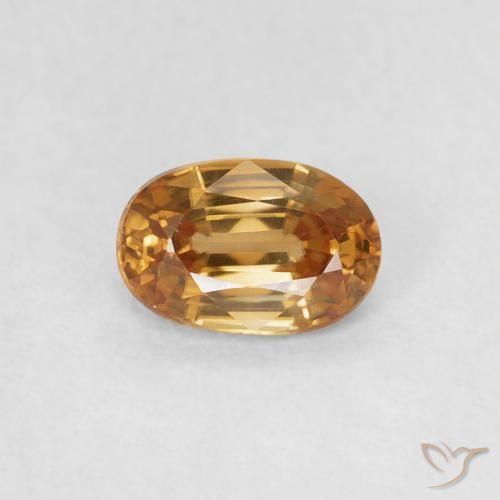 0.74ct طبيعي برتقالى متوسط زركون, بيضوي, VVS