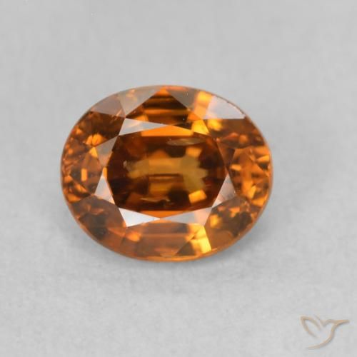 زركون Medium Dark-Orange طبيعي، بيضوي، 1.19 قيراط، قليلا جدا