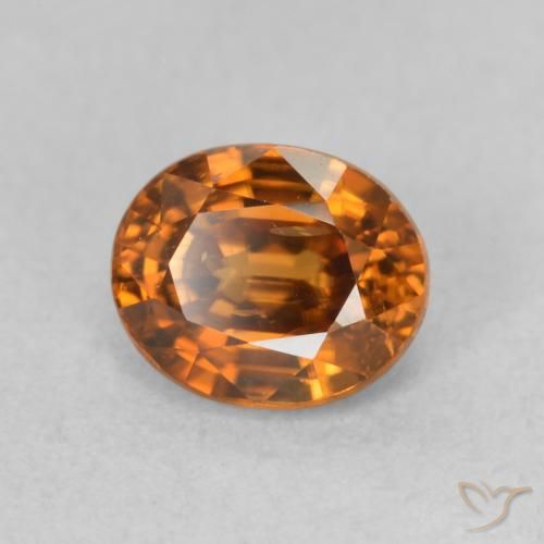 زركون Medium Dark-Orange طبيعي، بيضوي، 1.19 قيراط، قليلا جدا