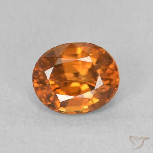 1.04ct طبيعي برتقالى غامق زركون, بيضوي, قليلا جدا