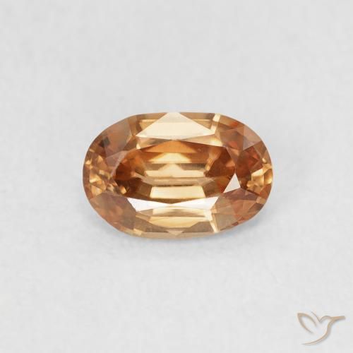 0.60ct طبيعي برتقالى متوسط زركون, بيضوي, VVS-VS