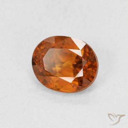 زركون Medium Dark-Orange طبيعي، بيضوي، 1.00 قيراط، قليلا جدا