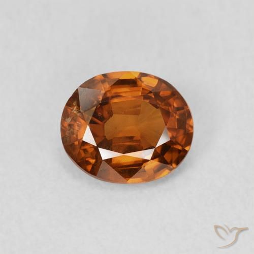 0.86ct طبيعي برتقالى غامق زركون, بيضوي, قليلا جدا