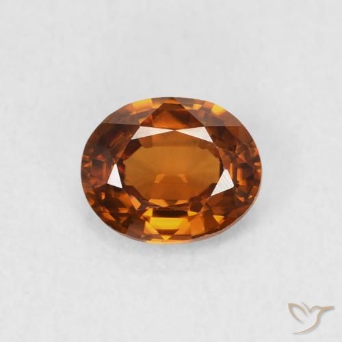 0.83ct طبيعي برتقالى غامق زركون, بيضوي, VVS