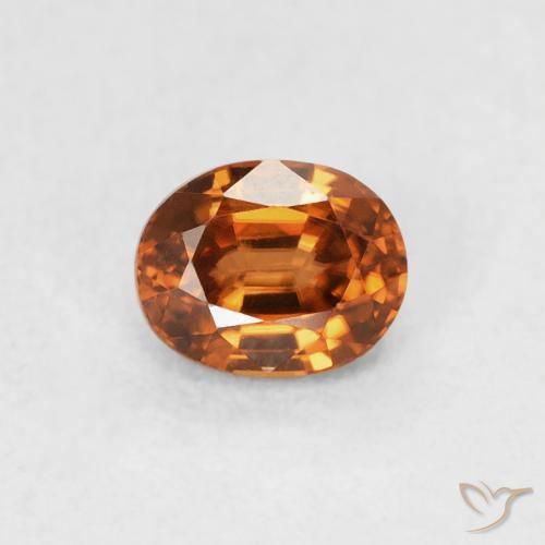 0.67ct طبيعي Medium Dark-Orange زركون, بيضوي, VVS