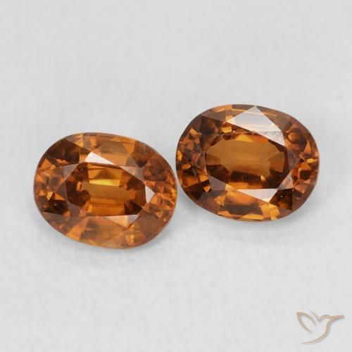 أحجار زركون Medium Dark-Orange طبيعية، بيضوي، VVS، وزنها 1.18 قيراط