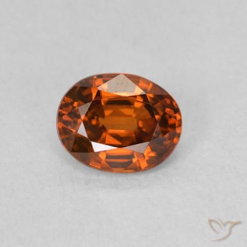 0.62ct طبيعي برتقالى محمر زركون, بيضوي, VVS
