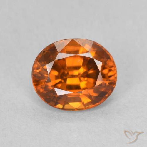 1.00ct طبيعي برتقالى غامق زركون, بيضوي, VVS