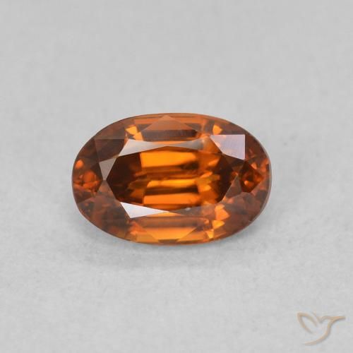 0.84ct طبيعي برتقالى غامق زركون, بيضوي, VVS