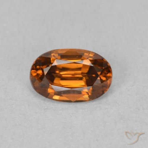 0.78ct طبيعي Medium Dark-Orange زركون, بيضوي, VVS