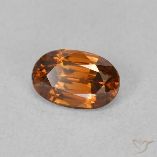 زركون Medium Dark-Orange طبيعي، بيضوي، 0.78 قيراط، VVS