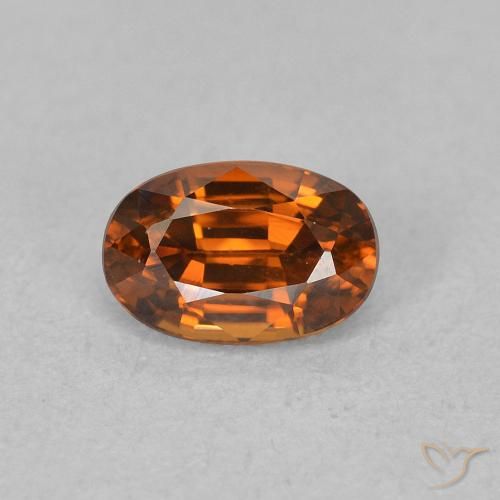 0.89ct طبيعي Medium Dark-Orange زركون, بيضوي, VVS