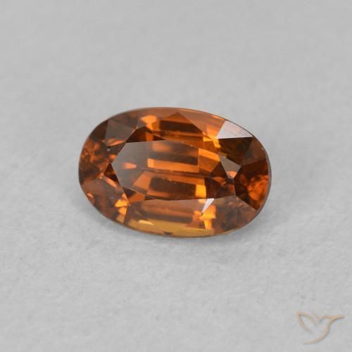 زركون Medium Dark-Orange طبيعي، بيضوي، 0.89 قيراط، VVS