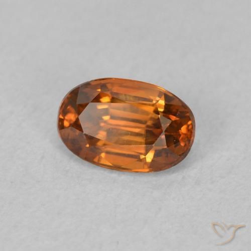 زركون Medium Dark-Orange طبيعي، بيضوي، 0.81 قيراط، VVS